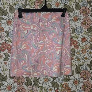 Love on a Hanger Marble Swirl Mini Skirt in Pink and Blue